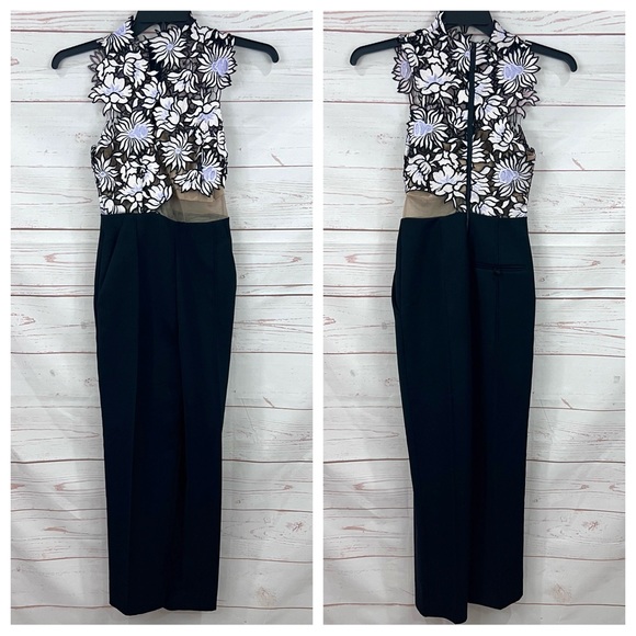 Self Portrait Lilac Guipure Floral Lace Sleeveless Jumpsuit - Picture 2 of 16